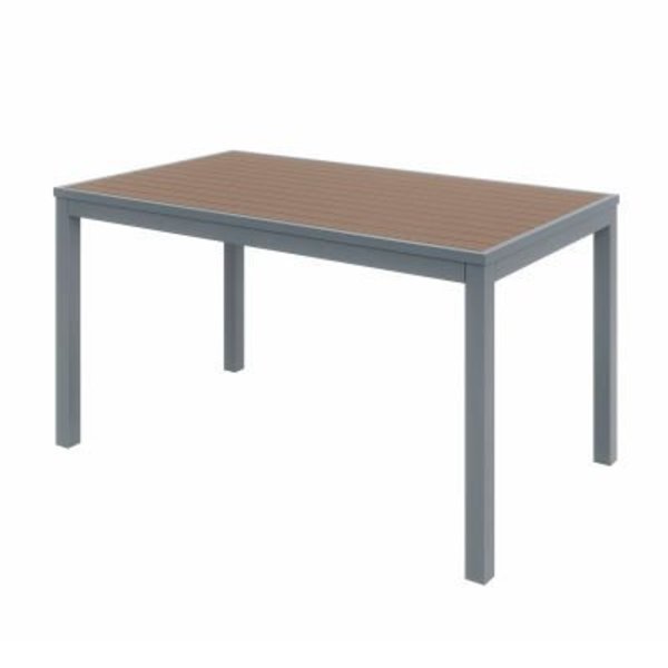 Kfi KFI 55" x 35" Rectangle Outdoor Table - Mocha Polymer Top - Silver Aluminum Frame - Ivy Series OLT3255-SL-MA